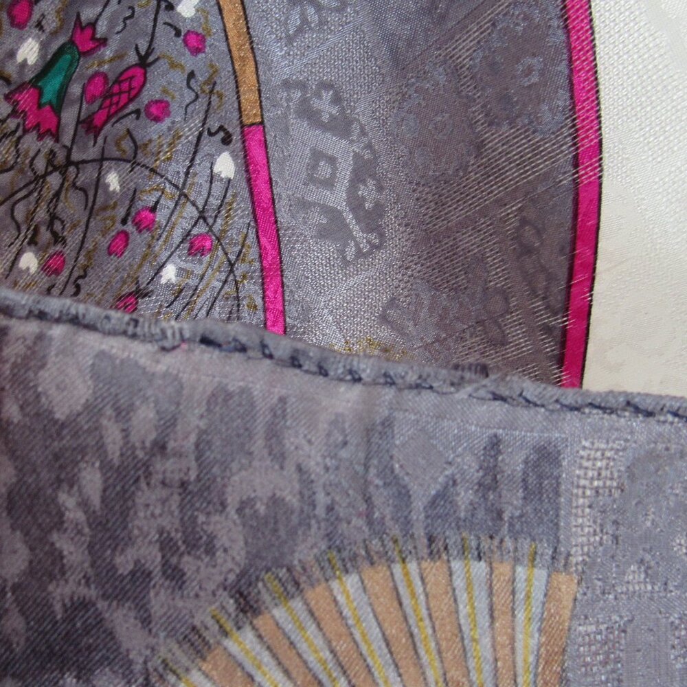HERMES 1837 Feux D'Artifice Scarf Wrap Foulard Gray Lavender 1990 ed. Vintage - Picture 4 of 11